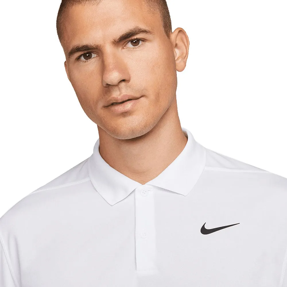 Step into the Beat Nike Dri-Fit Victory Solid Long Sleeve Polo Shirt - White/Black
