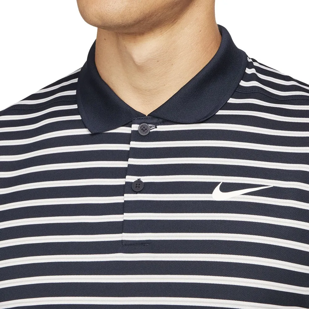 Lead with Style Labor Day Sale Nike Dri-Fit Victory Striped Polo Shirt - Obsidian/White