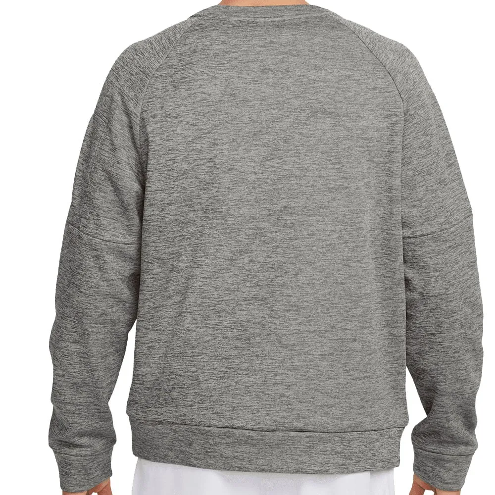 Nike Therma-Fit Crewneck Sweater - Dark Grey Heather/Black Own the Vibe Push Beyond Limits