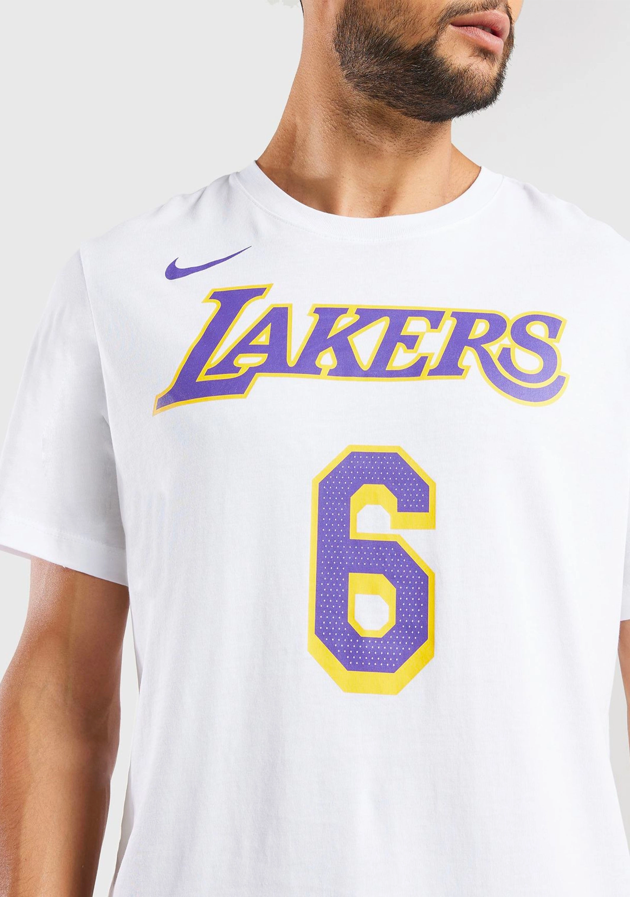 Nike Mens NBA T-Shirt White LeBron James Lakers