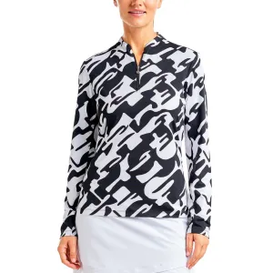 Nivo Women'S Lolita Uv Long Sleeve Mock Neck Golf Shirt - Black/White Limited Time Offer