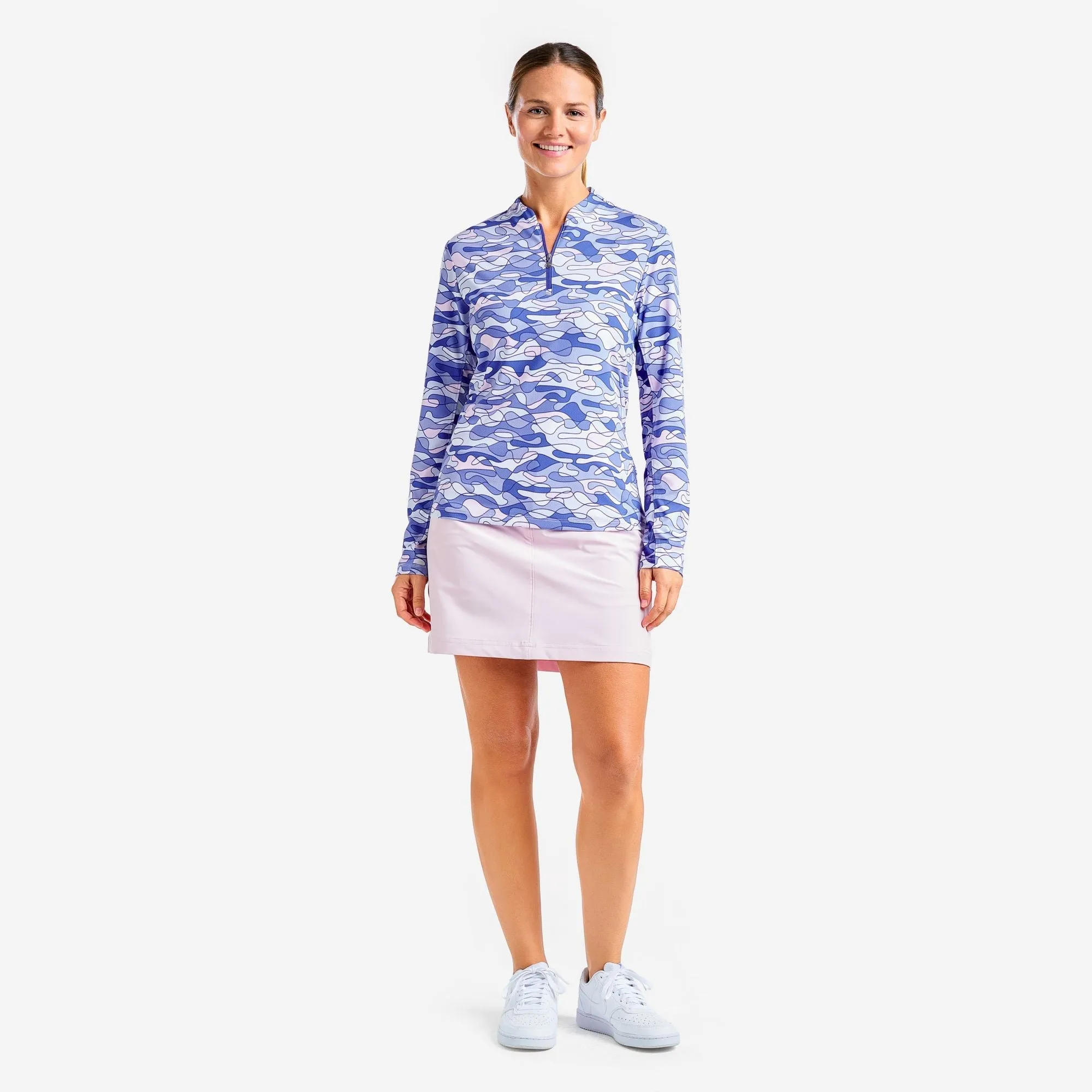 Nivo Women'S Lolita Uv Long Sleeve Mock Neck Golf Shirt - Cobalt The Fast Lane Choice