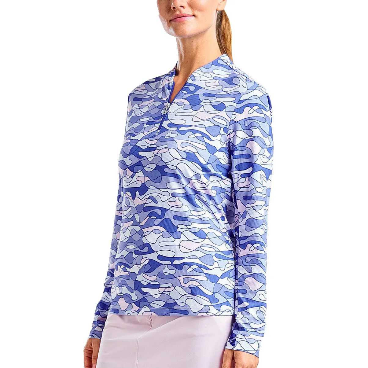 Make a Statement Budget Friendly Nivo Women'S Lolita Uv Long Sleeve Mock Neck Golf Shirt - Cobalt