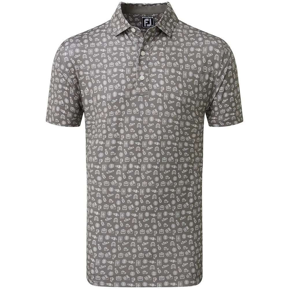 Footjoy Travel Print Polo Shirt - Lava/White Christmas Eve Sale