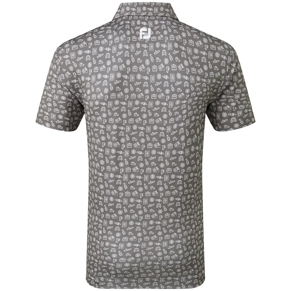 Footjoy Travel Print Polo Shirt - Lava/White Define Your Own Way