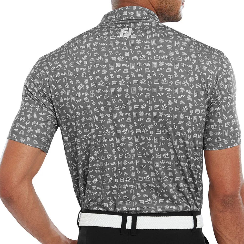 Designed to Dominate Footjoy Travel Print Polo Shirt - Lava/White