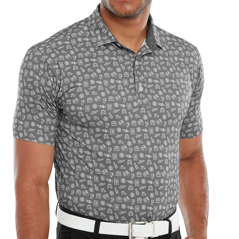 Footjoy Travel Print Polo Shirt - Lava/White Fuel Your Fire Empower Your Journey