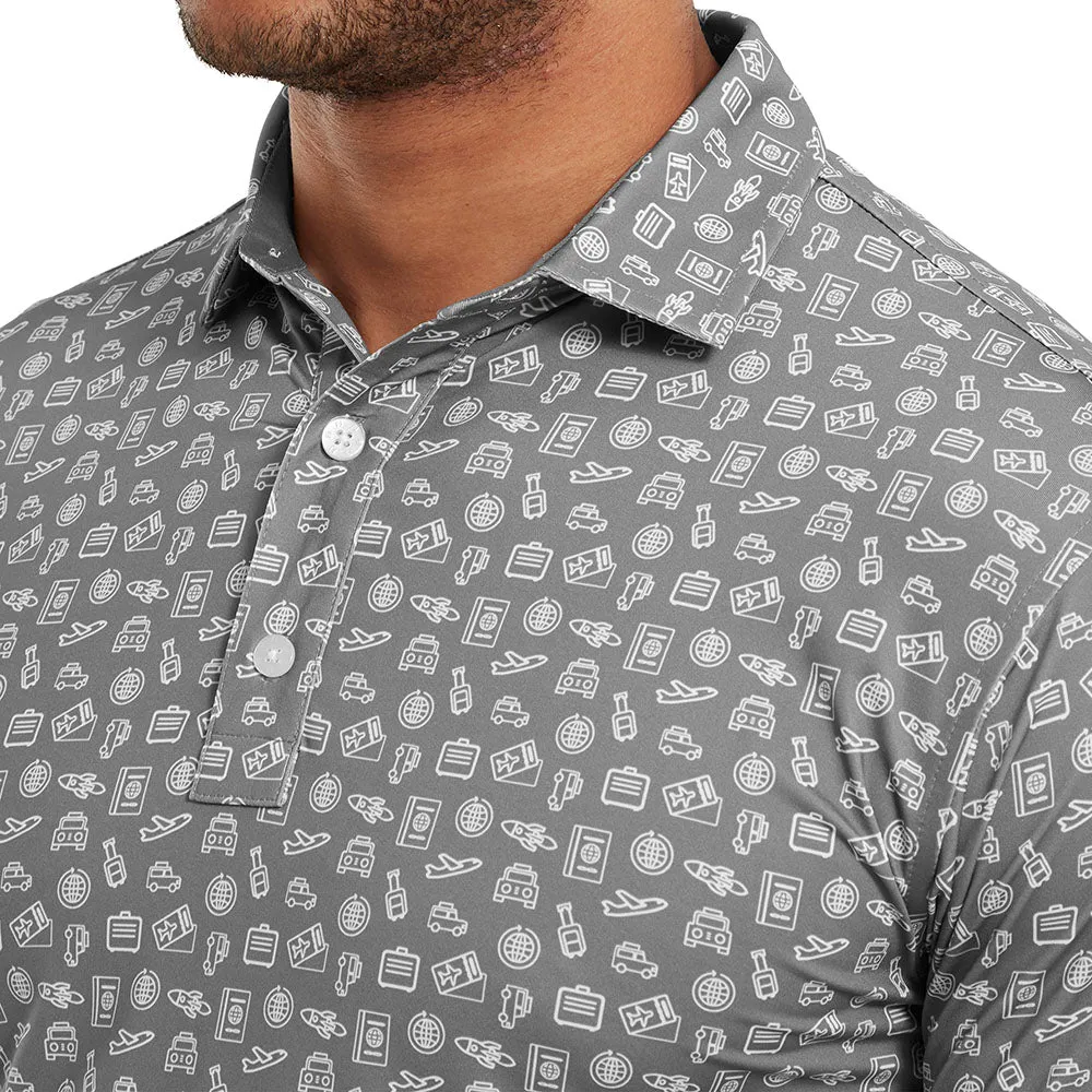 Make a Statement Footjoy Travel Print Polo Shirt - Lava/White