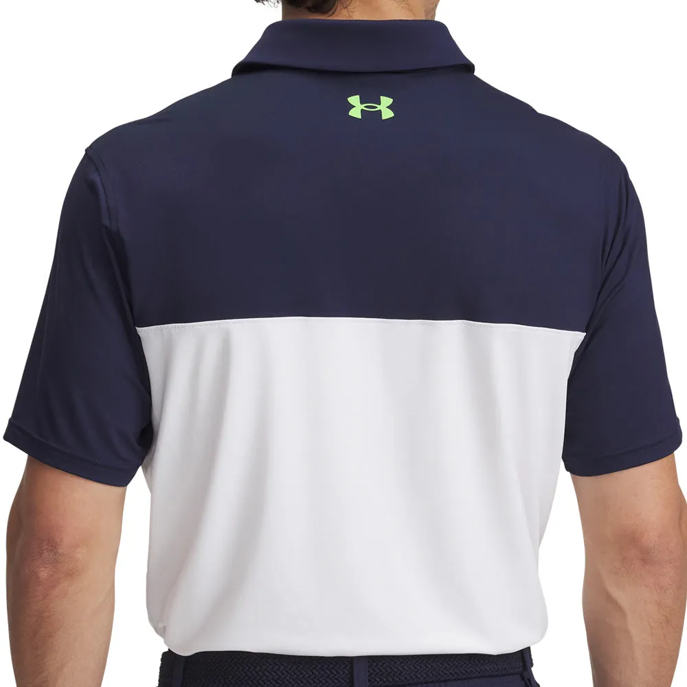Under Armour Tee To Green Color Block Polo Shirt - Midnight Navy/White/Cyber Green Make a Statement Biggest Sale of the Year