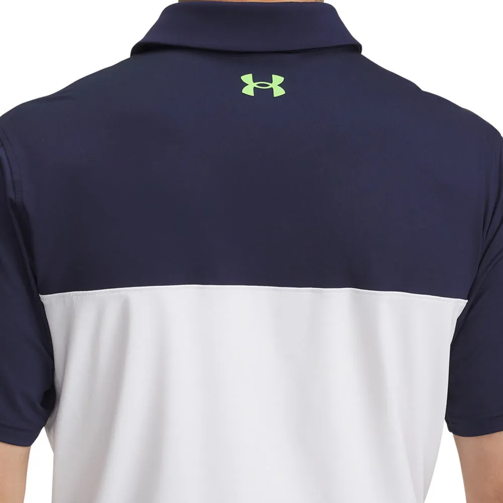 Under Armour Tee To Green Color Block Polo Shirt - Midnight Navy/White/Cyber Green Memorial Day Sale