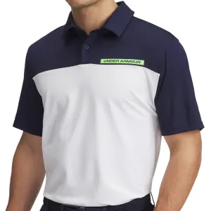 Rise Every Time Built to Perform Under Armour Tee To Green Color Block Polo Shirt - Midnight Navy/White/Cyber Green