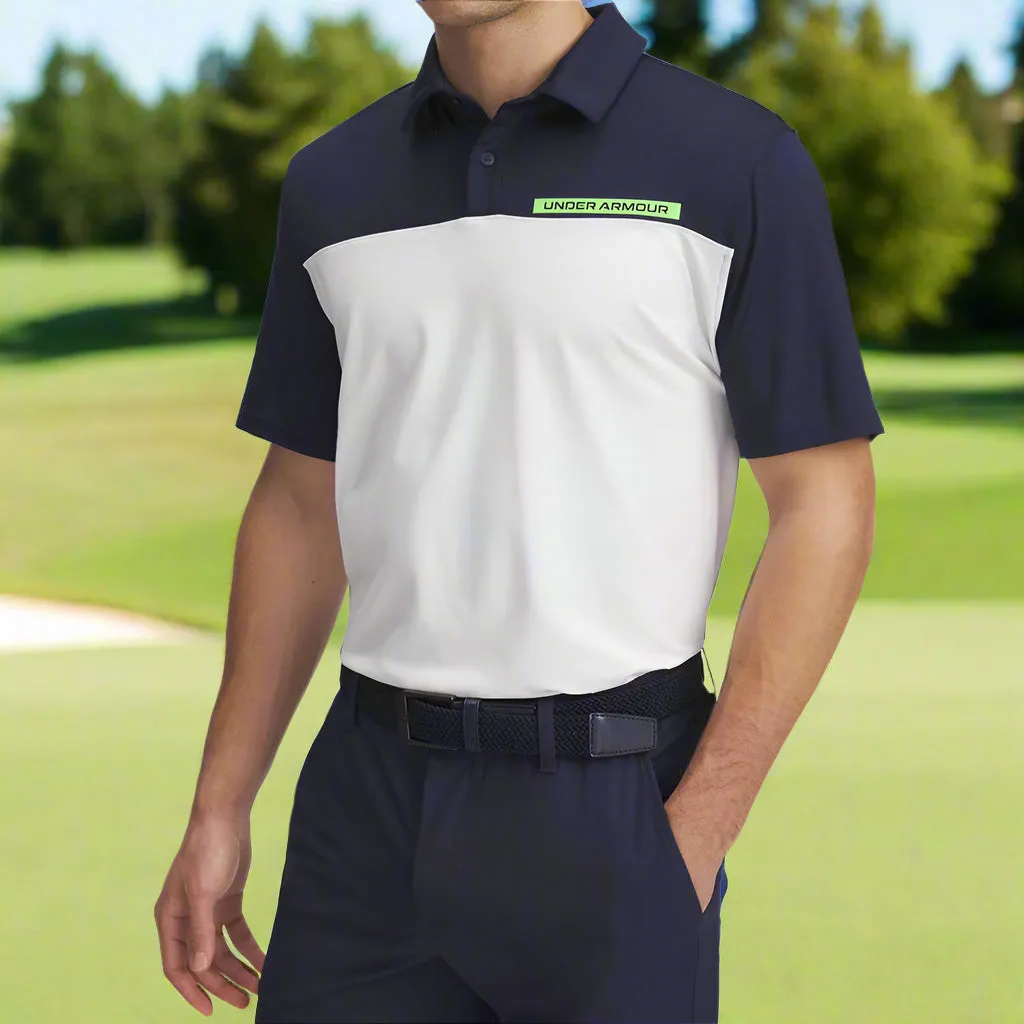 Biggest Sale of the Year Game-Changer Footwear Under Armour Tee To Green Color Block Polo Shirt - Midnight Navy/White/Cyber Green
