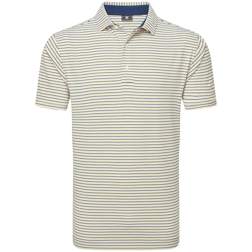 Move Beyond Ordinary Footjoy Balance Stripe Lisle Polo Shirt - White/Taxi