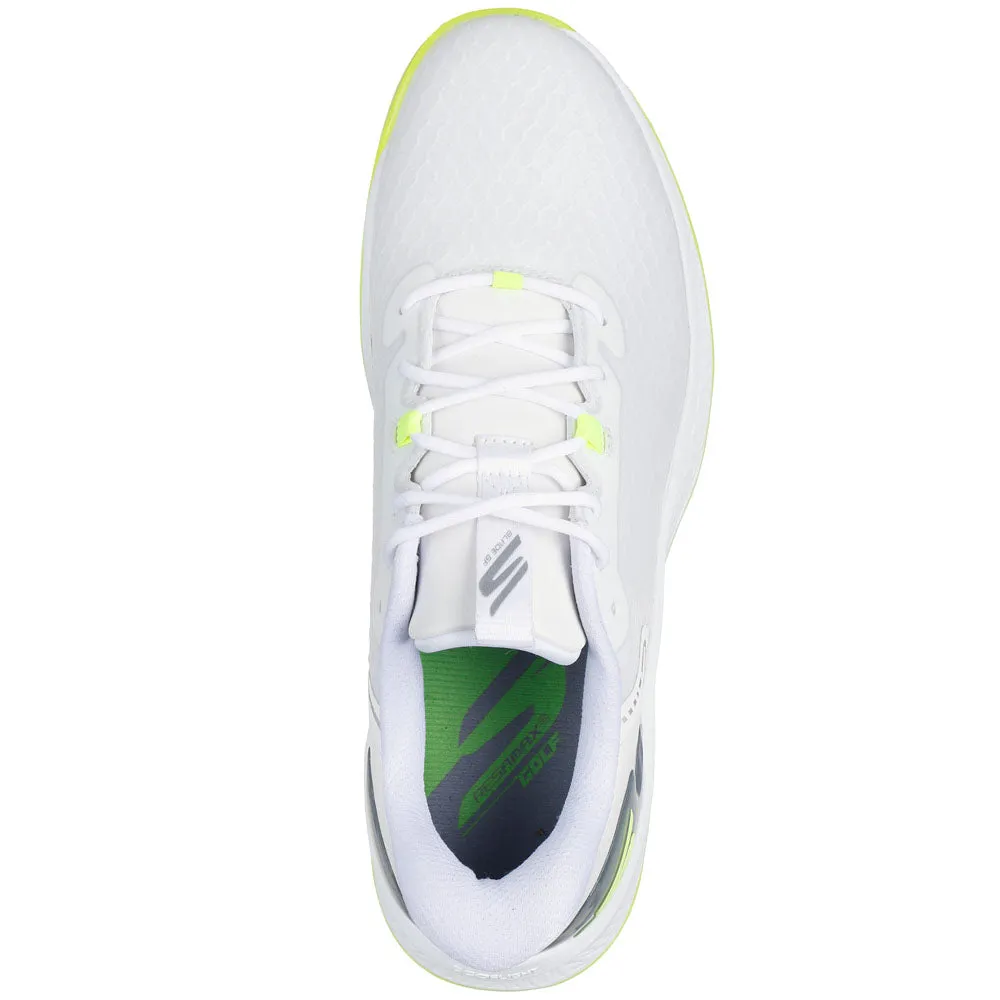 Skechers Go Golf Blade Gf Slip-In Spiked Waterproof Shoes - White/Yellow Fuel Your Fire Loud Looks, Smooth Moves