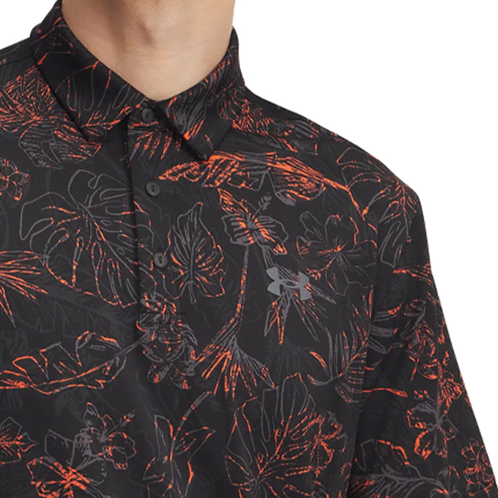 Under Armour Playoff 3.0 Printed Polo Shirt - Black/Fire/Castlerock Designed to Dominate
