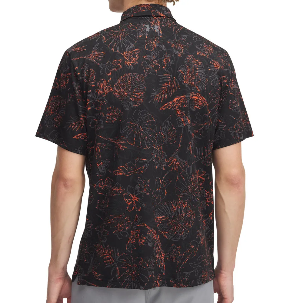 Under Armour Playoff 3.0 Printed Polo Shirt - Black/Fire/Castlerock Bring the Heat