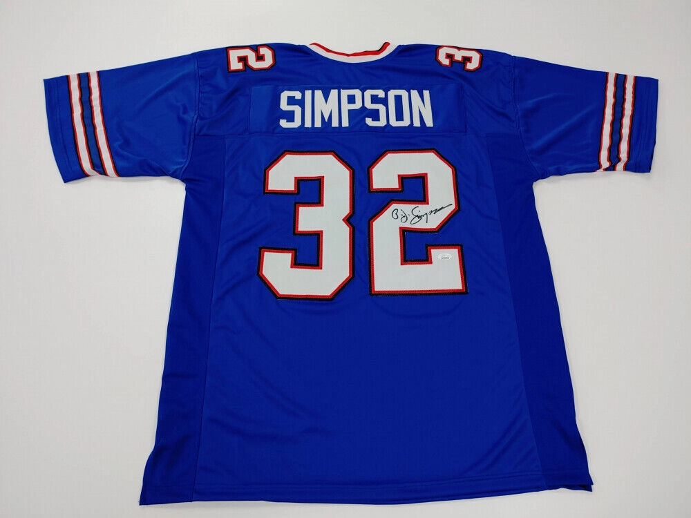 O.J. Simpson Signed Buffalo Bills Blue Throwback Jersey (JSA COA) 5??Pro Bowl RB