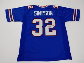 O.J. Simpson Signed Buffalo Bills Blue Throwback Jersey (JSA COA) 5??Pro Bowl RB