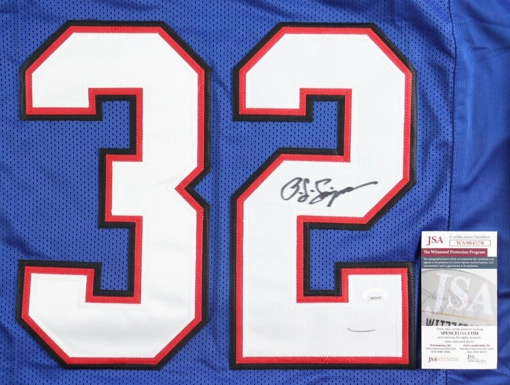 O. J. Simpson Signed Buffalo Bills Career Stat Jersey (JSA COA) 5??Pro Bowl R.B.