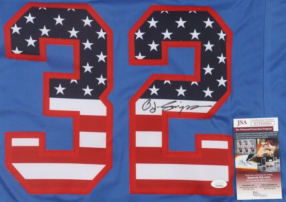 O J Simpson Signed Buffalo Bills Stars & Stripes Jersey (JSA COA) 5??Pro Bowl R.B