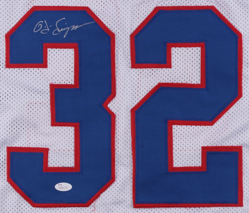 O.J. Simpson Signed Buffalo Bills White Jersey (JSA COA) 5??Pro Bowl Running Back