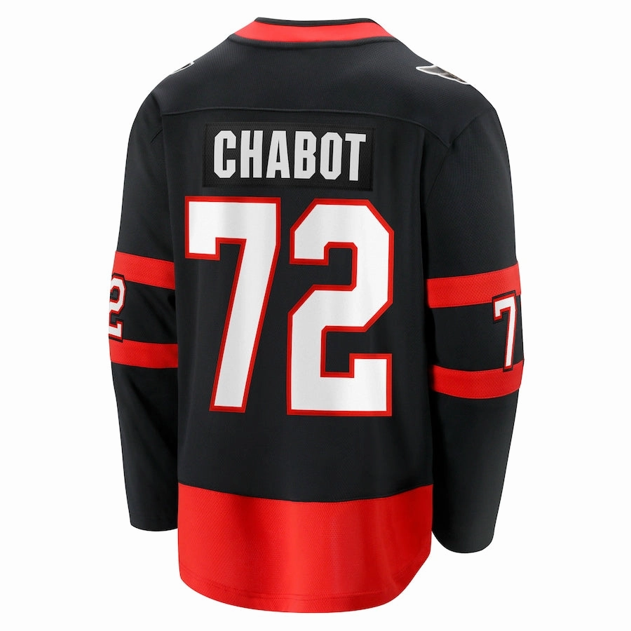 O.Senators #72 Thomas Chabot Fanatics Branded Home Breakaway Jersey Black Stitched American Hockey Jerseys