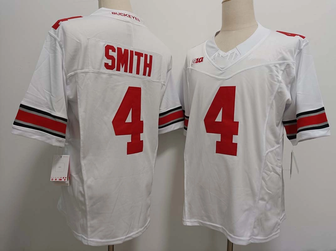 O.State Buckeyes #4 Jeremiah Smith White FUSE Stitched American College Jerseys