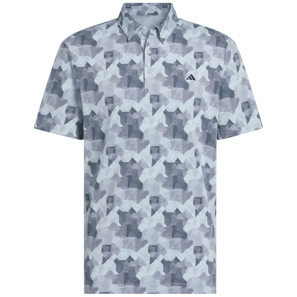 Adidas Go-To Printed Polo Shirt - Wonder Blue/Collegiate Navy Stride with Confidence