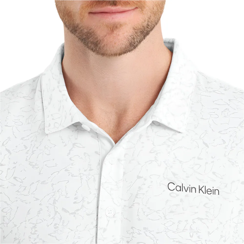 Calvin Klein Abstract Watercolour Printed Polo Shirt - White Make a Statement