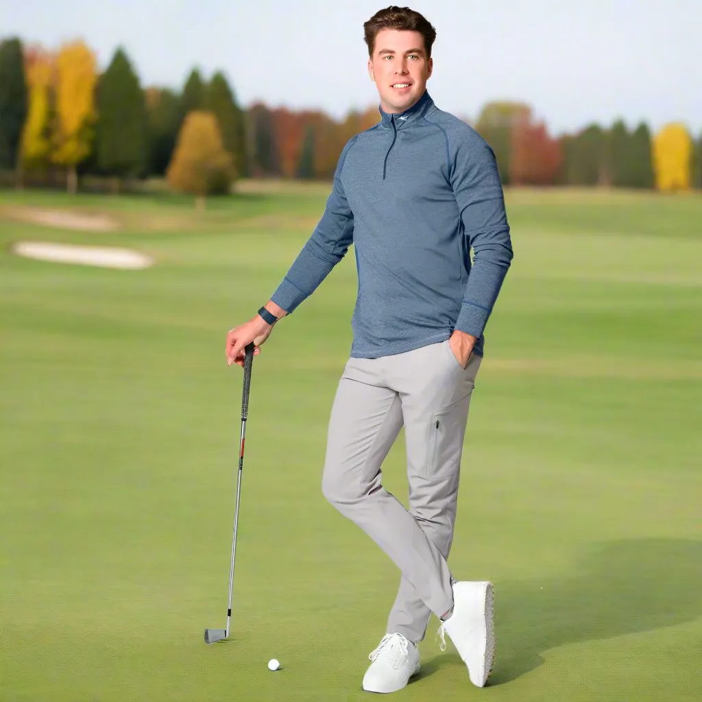 Christmas Eve Sale Mizuno Melange 1/4 Zip Pullover - Navy