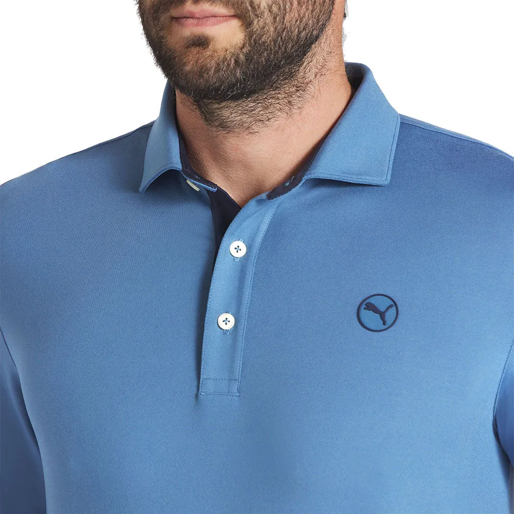 Push Beyond Limits Puma Cloudspun Longsleeve Midweight Polo Shirt - Blue Horizon/Deep Navy