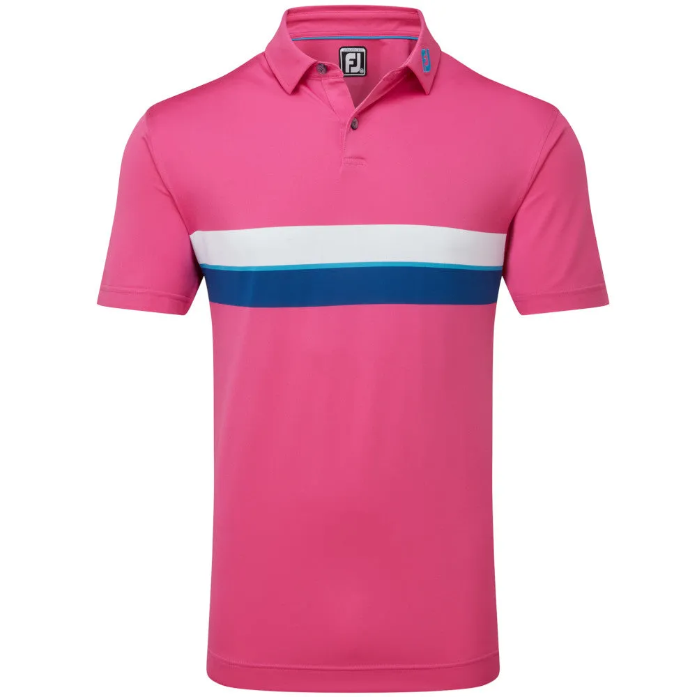 Footjoy Double Chest Band Pique Polo Shirt - Berry Push Beyond Limits Walk Loud