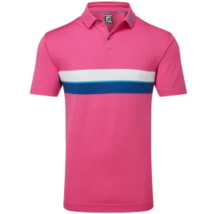 Footjoy Double Chest Band Pique Polo Shirt - Berry Push Beyond Limits Walk Loud