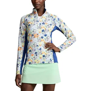 Performance Unleashed Redefine Classic Rlx Ralph Lauren Women'S Uv Jersey 1/4 Zip Pullover - Floral Bouquet Print