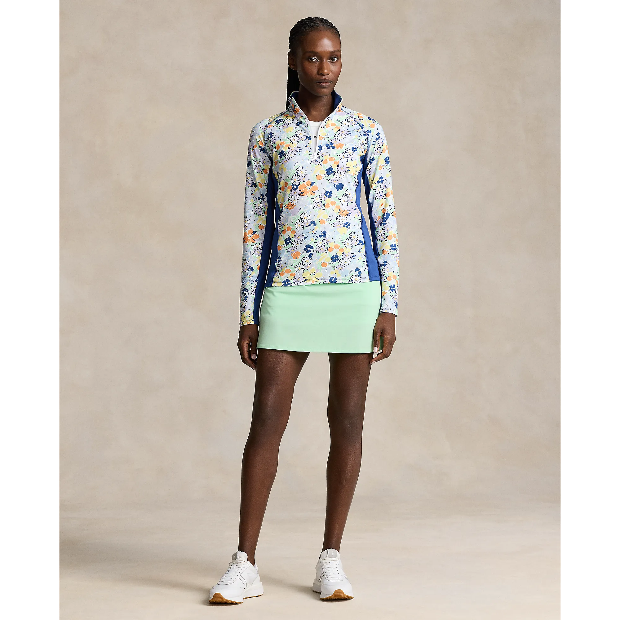 Rlx Ralph Lauren Women'S Uv Jersey 1/4 Zip Pullover - Floral Bouquet Print Chase What Moves You