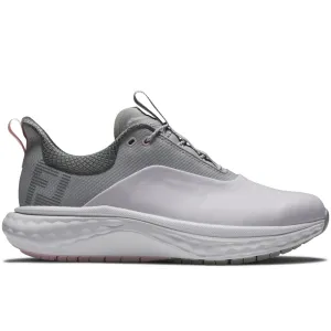 Steal Footjoy Quantum Ladies Spikeless Waterproof Shoes - White/Grey/Pink