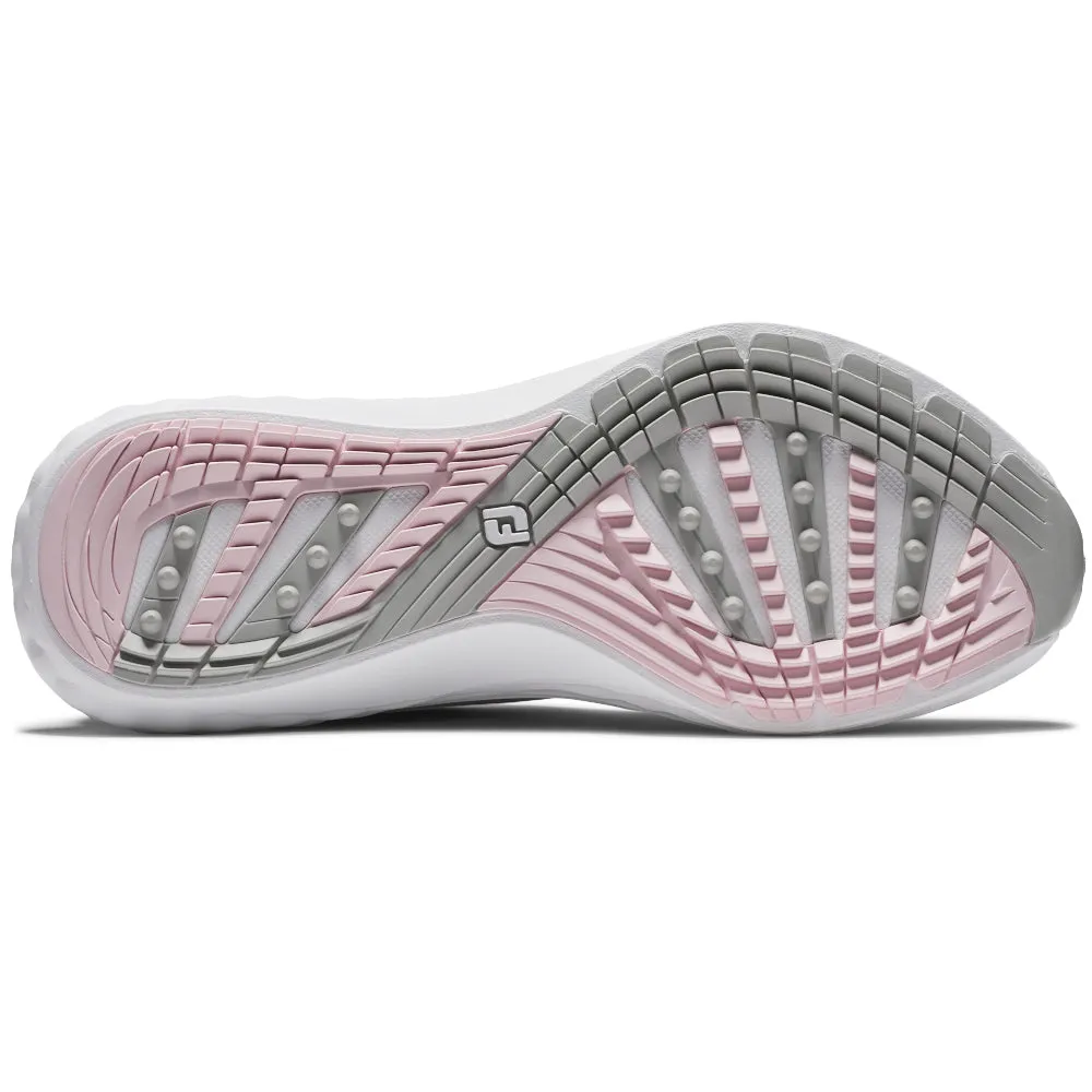 Footjoy Quantum Ladies Spikeless Waterproof Shoes - White/Grey/Pink Move Like You Mean It Labor Day Sale