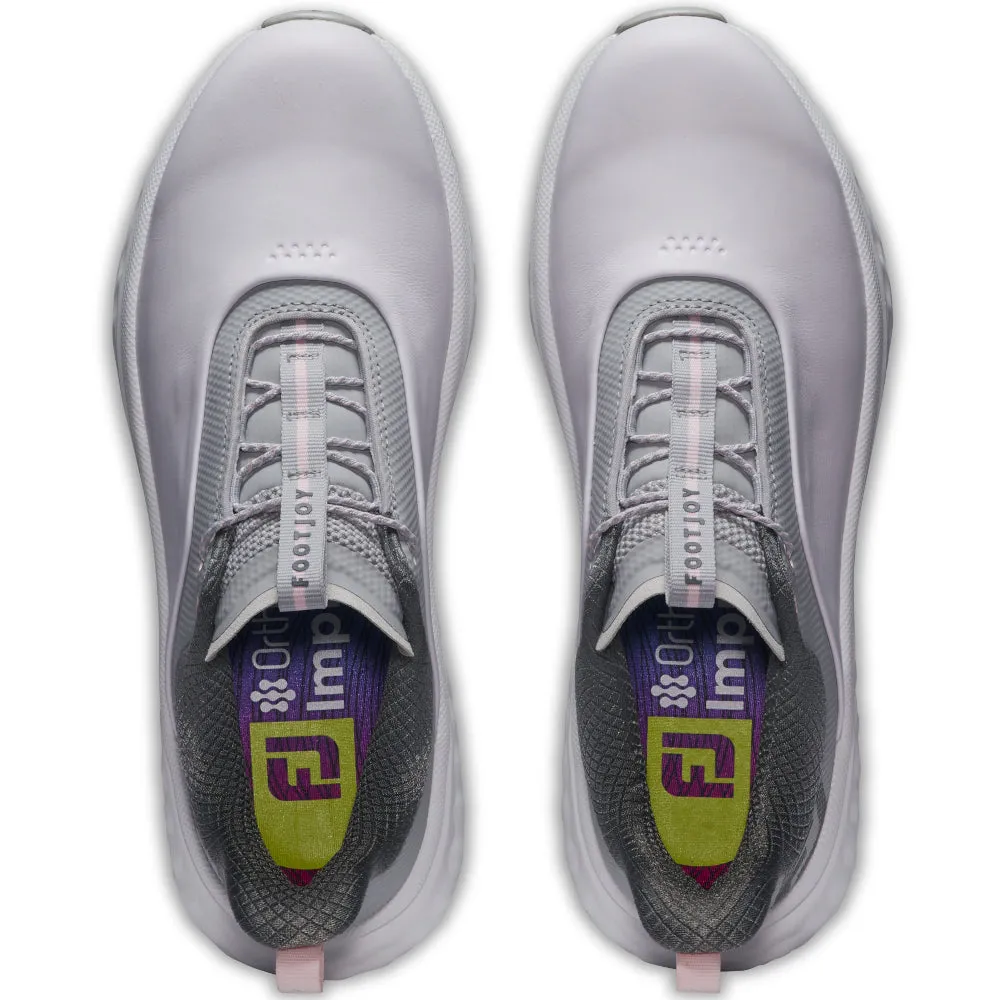 Confidence Starts Here Be Unstoppable Footjoy Quantum Ladies Spikeless Waterproof Shoes - White/Grey/Pink
