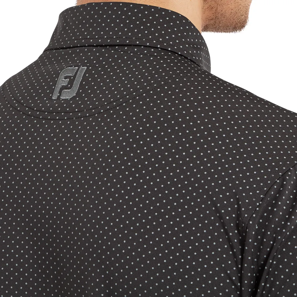 Footjoy Stretch Lisle Dot Print Polo Shirt - Black/Grey Dare to Lead