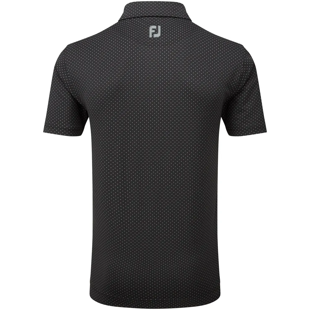 Great Value Footjoy Stretch Lisle Dot Print Polo Shirt - Black/Grey