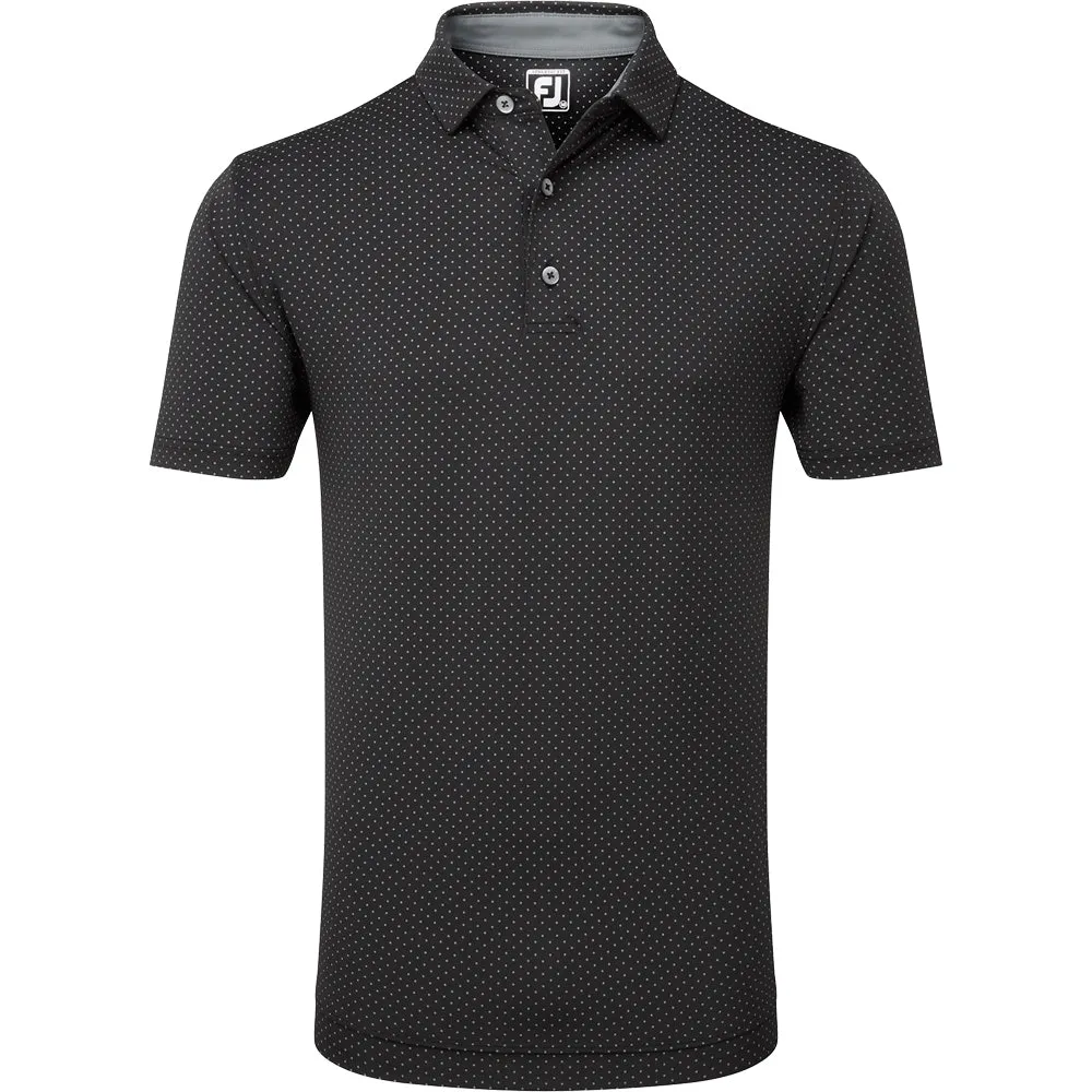 Footjoy Stretch Lisle Dot Print Polo Shirt - Black/Grey Thanksgiving Day Sale