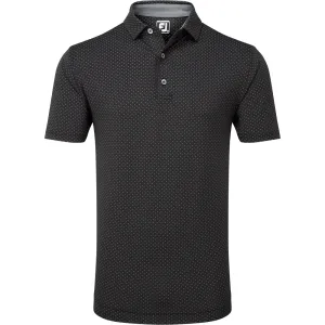 Footjoy Stretch Lisle Dot Print Polo Shirt - Black/Grey Thanksgiving Day Sale