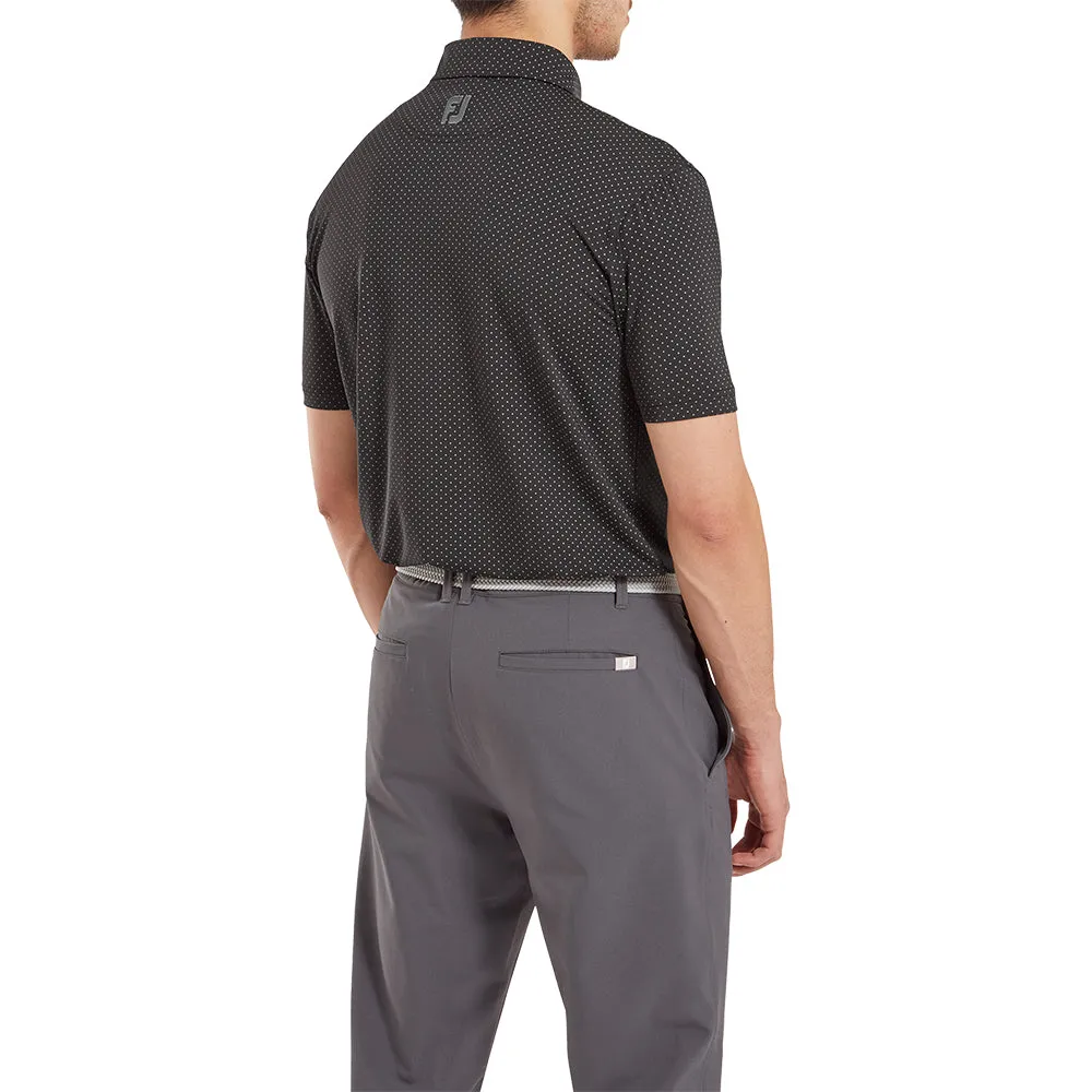 Footjoy Stretch Lisle Dot Print Polo Shirt - Black/Grey Dress from the Feet Up Christmas Eve Sale