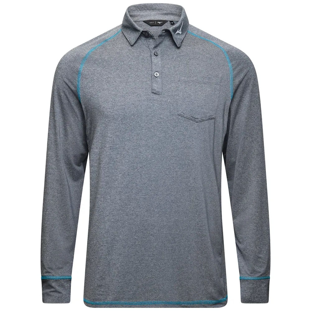Mizuno Melange Longsleeve Polo Shirt - Navy Not for the Ordinary