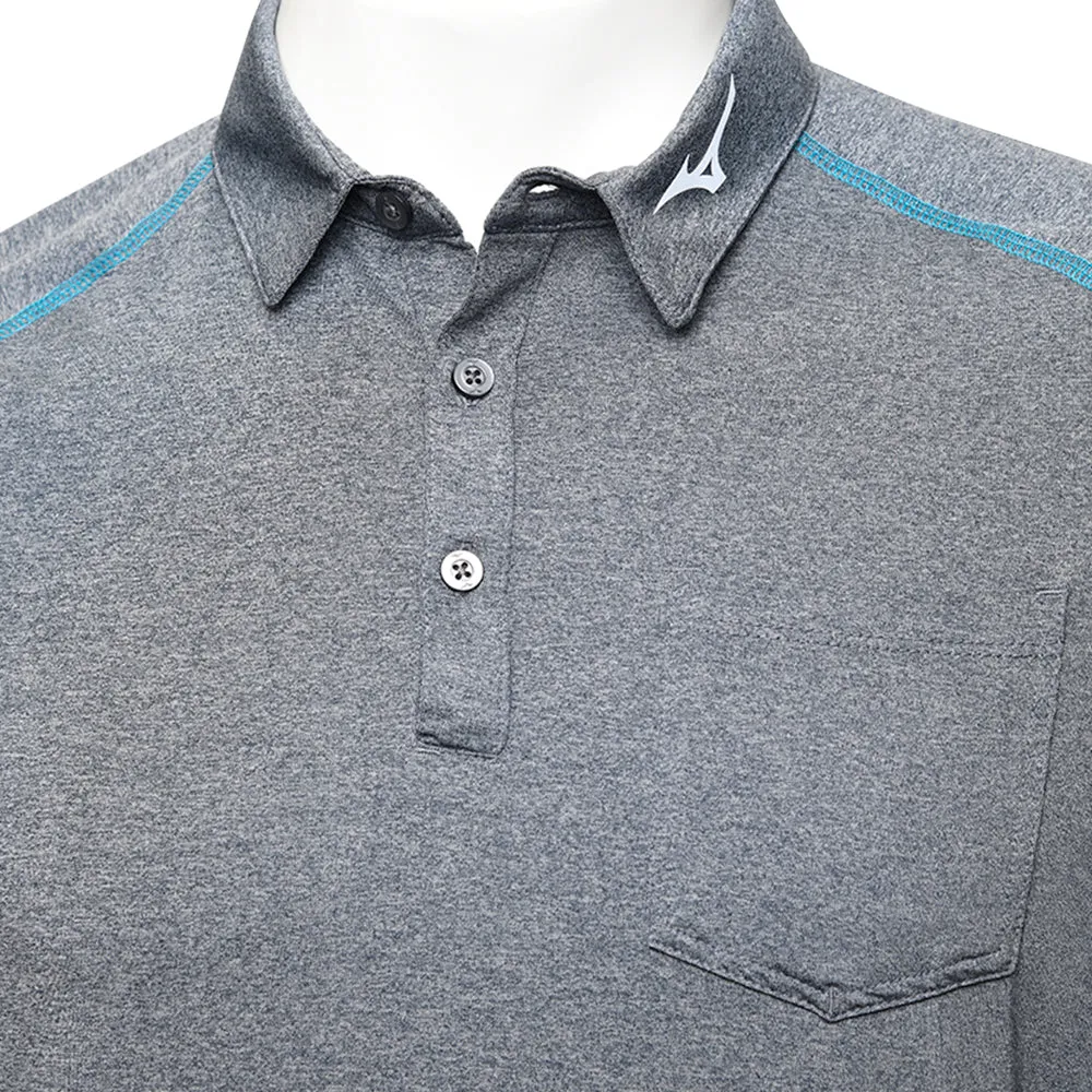 Feel the Energy Mizuno Melange Longsleeve Polo Shirt - Navy