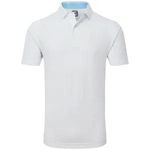 Footjoy Stretch Lisle Dot Print Polo Shirt - White/Light Blue Memorial Day Sale