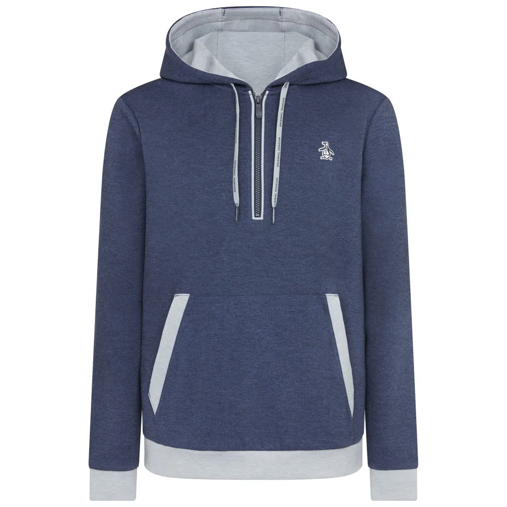 Lead with Style Original Penguin 1/4 Zip Colour Block Hoodie - Black Iris Bijou Heather