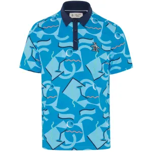 Define Your Own Way Move Beyond Ordinary Original Penguin All Over Abstract Polo Shirt - Blue Jewel