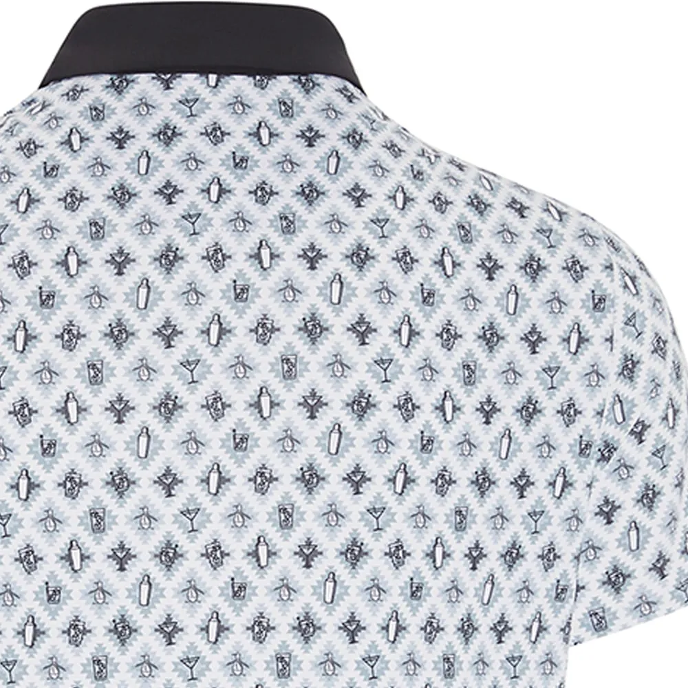 Original Penguin All-Over Atomic Cocktail Print Polo Shirt - Caviar Walk with Purpose