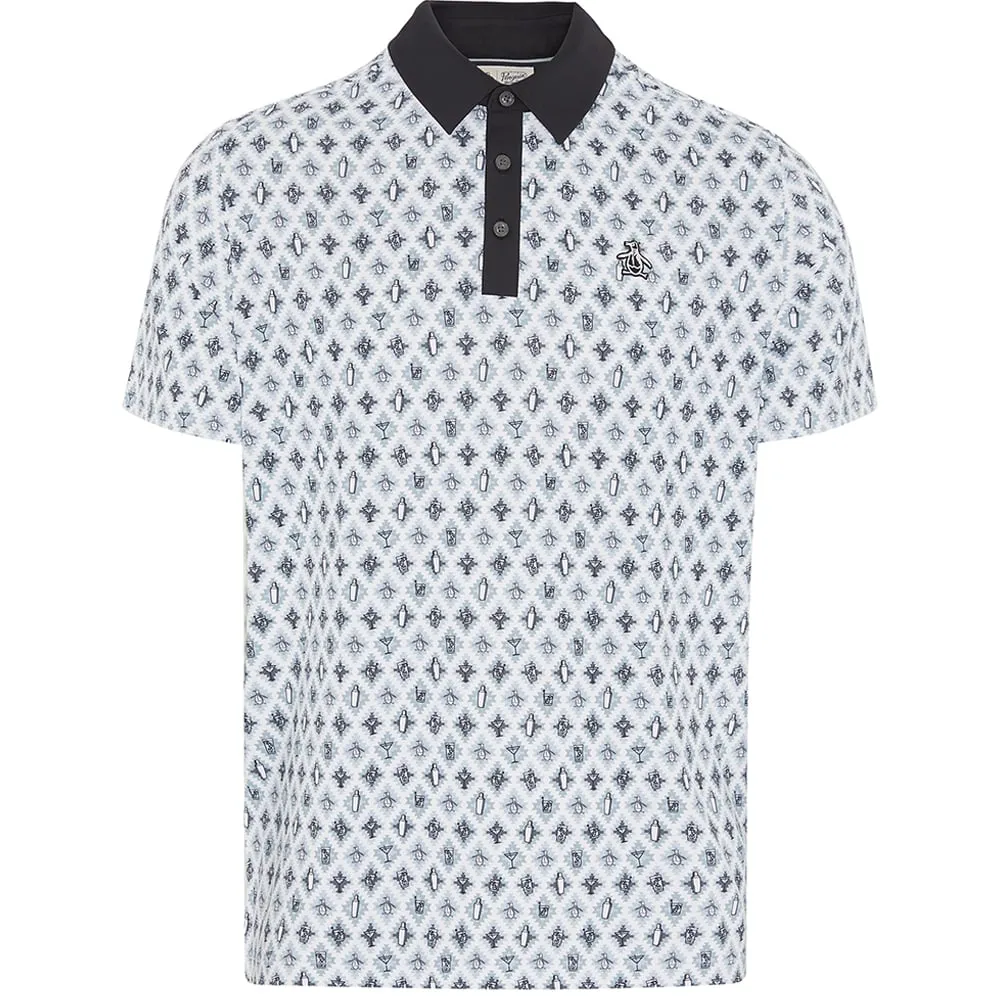 Original Penguin All-Over Atomic Cocktail Print Polo Shirt - Caviar Flash Sale